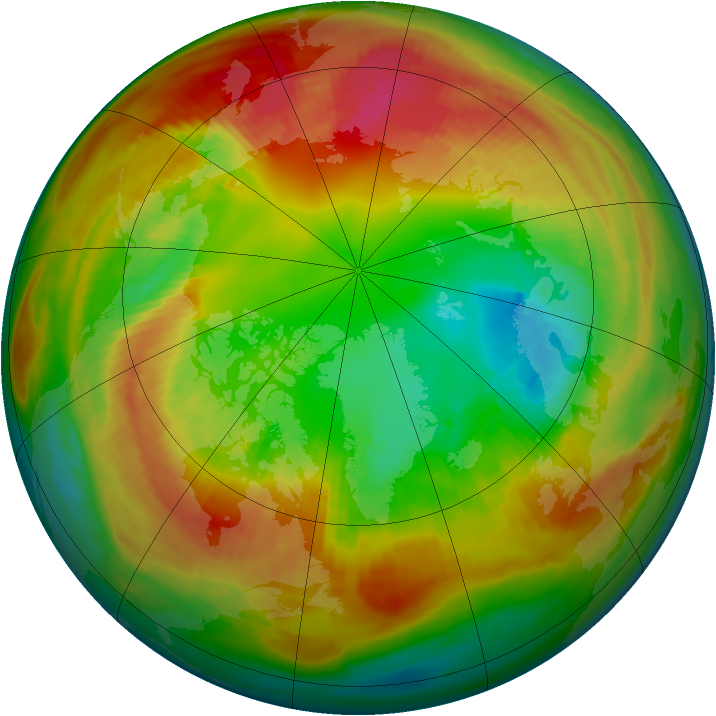 Arctic ozone map for 14 February 1986